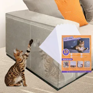 15pack Cat Scratch Furniture Protector,Couch Protector from Cat Claws,Single Side Self-Adhesive Furniture Protectors from Cats Scratching,No Need for Pins