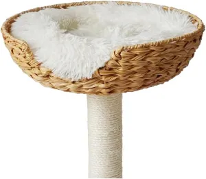 16.5 Inches Cat Tree Tower Replacement Parts Add ons Accessories PE Rattan Basket Beds Handwoven Wicker Nest Bowl with Cozy Soft Cushion (One Basket)