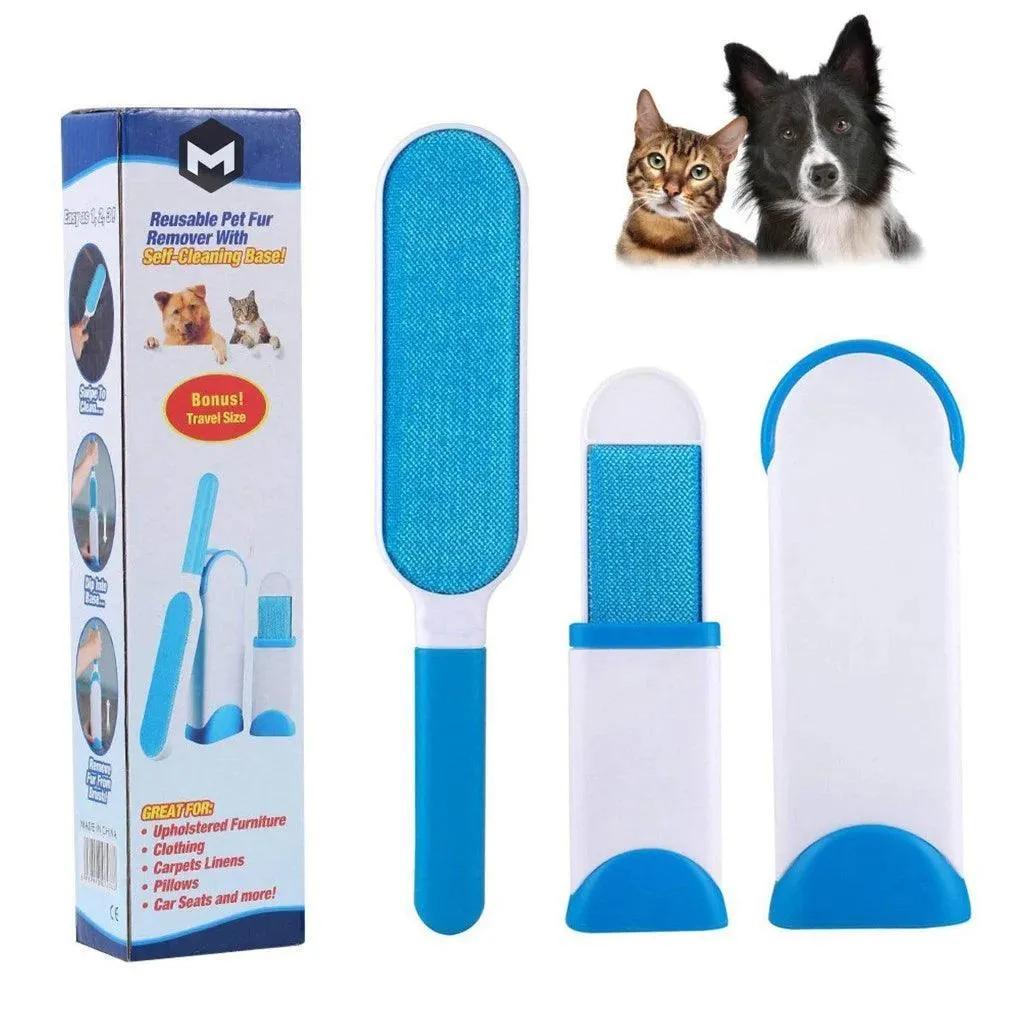 2 Pack Furniture Lint Remover Brushes, Double Sided Self Cleaning Loose Hair Catcher for Pet, Hair Cleaner for Clothes, Sofa, Carpet