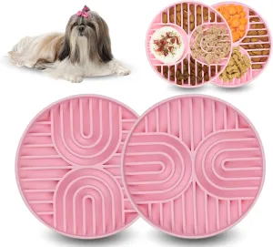2 PCS Pink Dog Bowls, Durable Silicone Slow Feeder Non-Slip & Dishwasher Safe, me & Small Slow Feeder Dog Bowls, 1.5 Cup Dishwasher Safe Eases Anxiety & Boredom