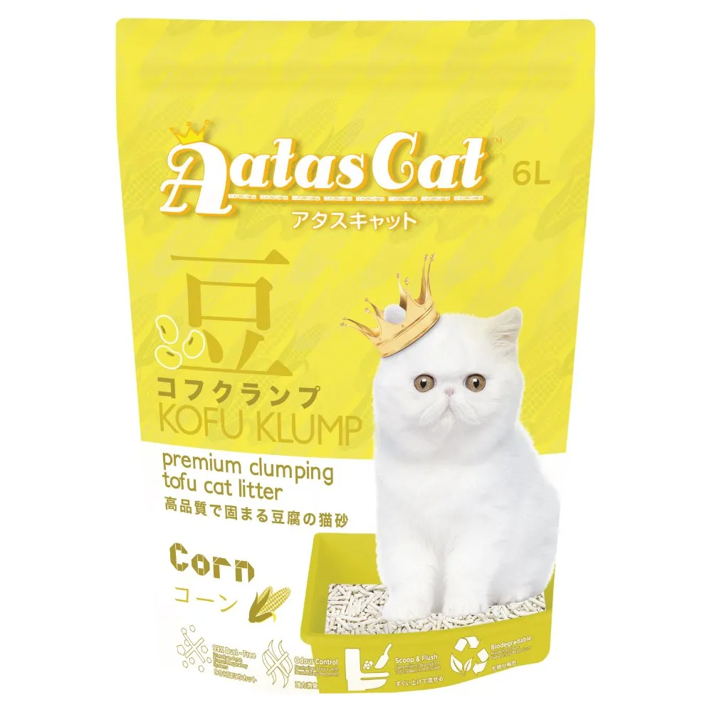 6 FOR $42: Aatas Cat Kofu Klump Tofu Cat Litter (Corn) 6L
