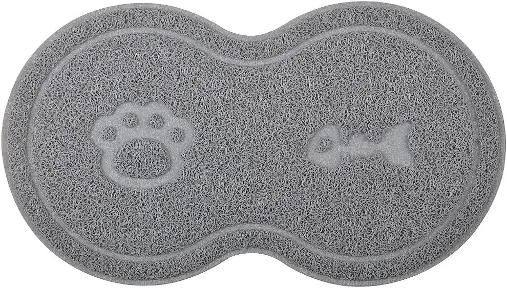 8-Shaped Small Cat Litter Box Debris Catcher Mat,18x10 Inches (Gray)