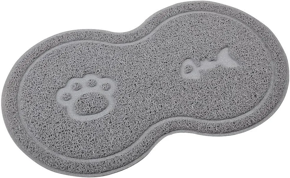 8-Shaped Small Cat Litter Box Debris Catcher Mat,18x10 Inches (Gray)