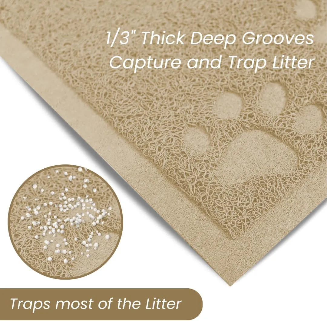 Andalus Jumbo Cat Litter Mat, Pack of 1 - Waterproof, Non-Slip & Easy to Clean Cat Litter Box Mat for Extra Efficient Pet Litter-Trapping, Beige (47 X 35)