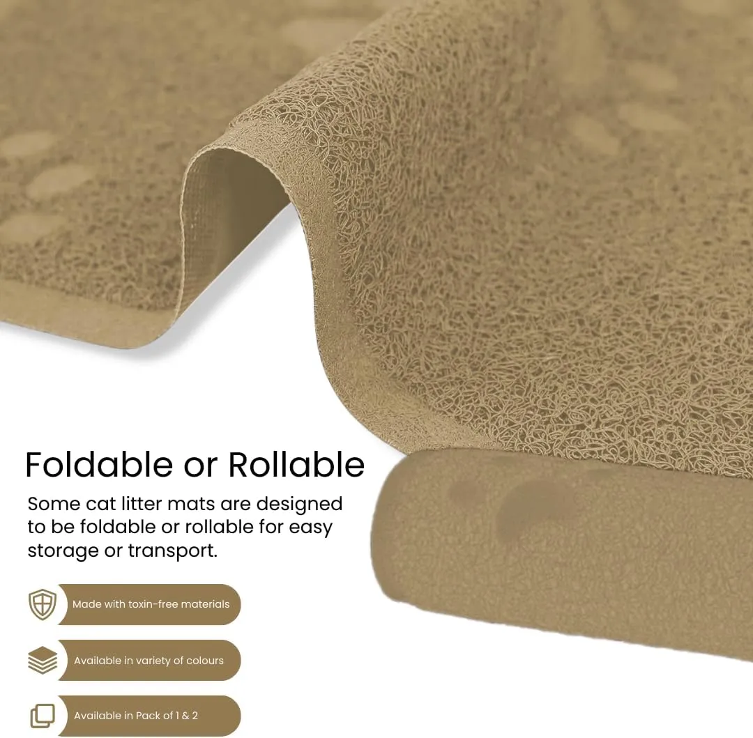 Andalus Jumbo Cat Litter Mat, Pack of 1 - Waterproof, Non-Slip & Easy to Clean Cat Litter Box Mat for Extra Efficient Pet Litter-Trapping, Beige (47 X 35)