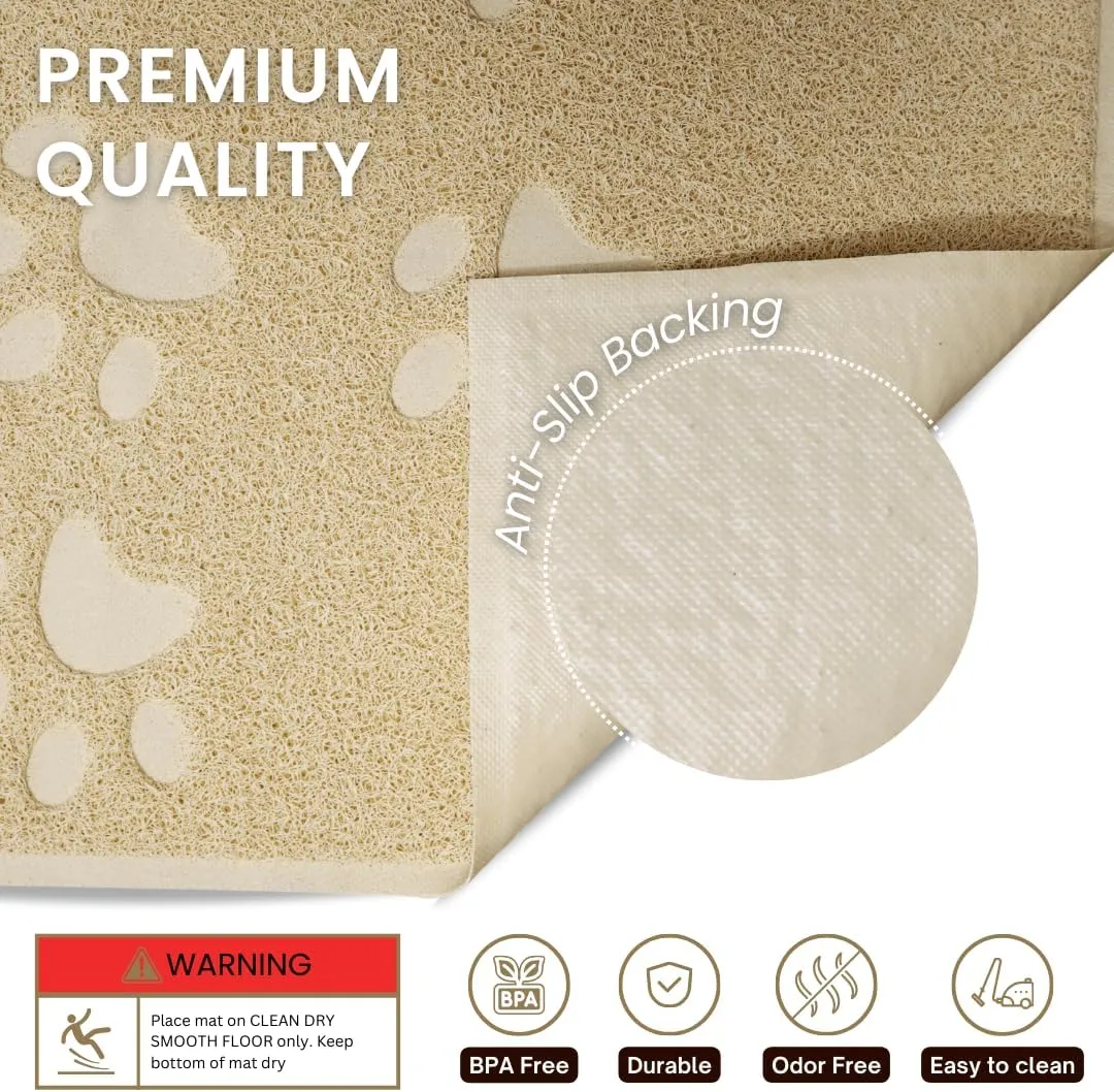 Andalus Jumbo Cat Litter Mat, Pack of 1 - Waterproof, Non-Slip & Easy to Clean Cat Litter Box Mat for Extra Efficient Pet Litter-Trapping, Beige (47 X 35)