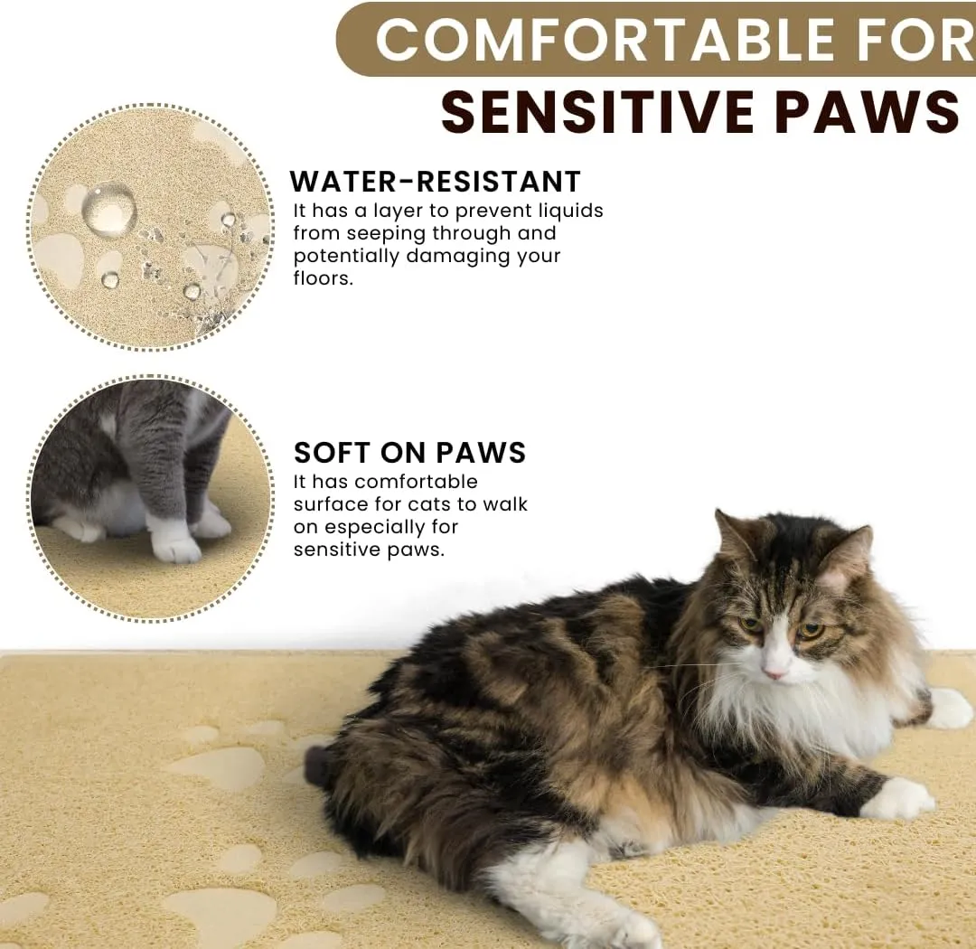 Andalus Jumbo Cat Litter Mat, Pack of 1 - Waterproof, Non-Slip & Easy to Clean Cat Litter Box Mat for Extra Efficient Pet Litter-Trapping, Beige (47 X 35)