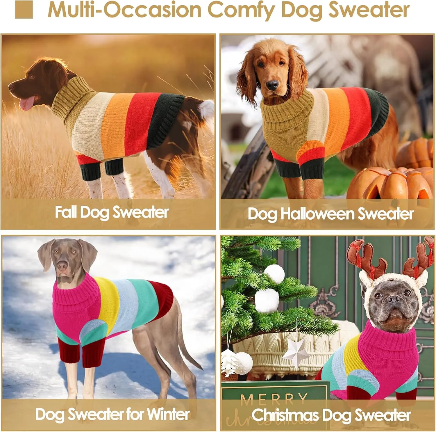 AOFITEE Small Dog Sweaters, Warm Dogs Sweater for Small Girls Boys, Turtleneck Pullover Puppy Knitwear, Dog Sweatshirt for Fall Winter, Stretchy Pullover for Yorkie, Chihuahua, Teacup (Browns)