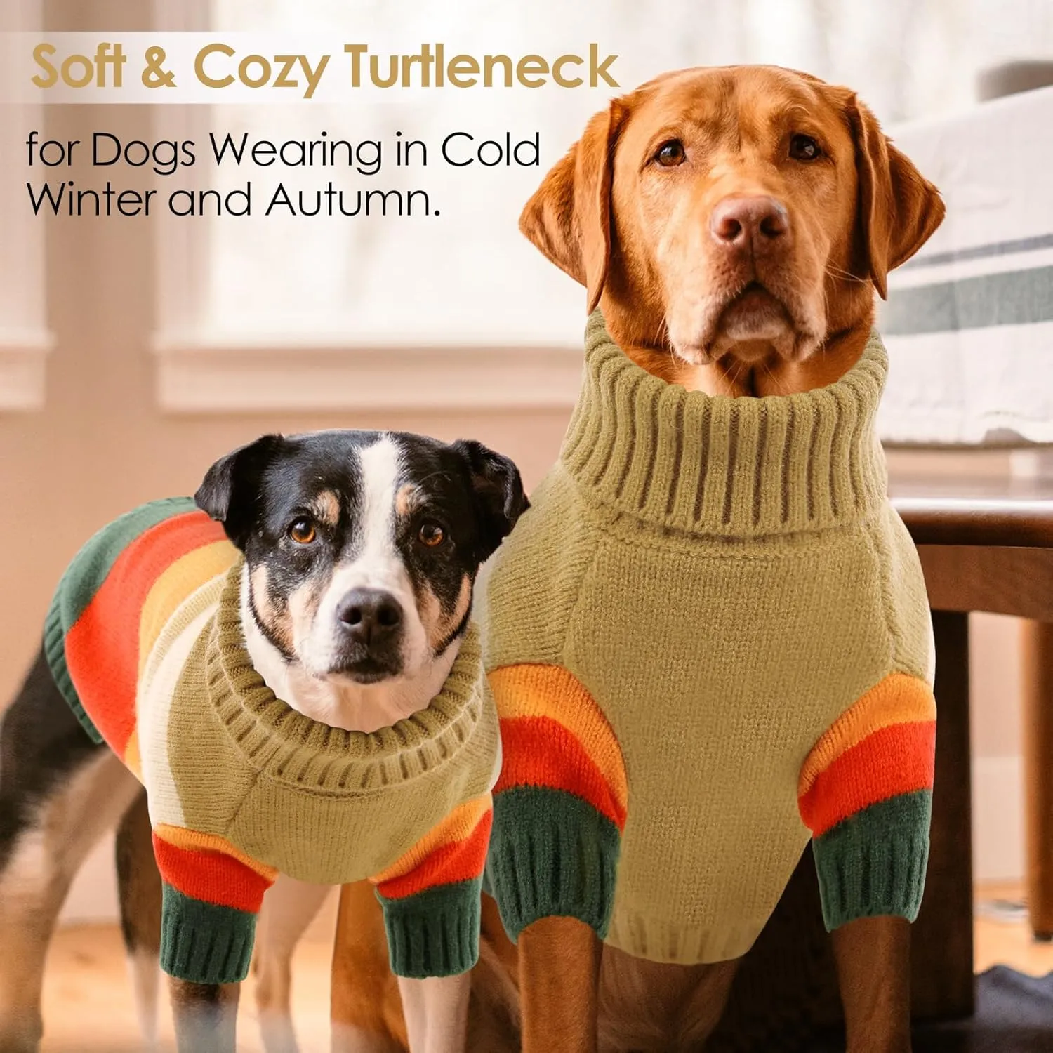 AOFITEE Small Dog Sweaters, Warm Dogs Sweater for Small Girls Boys, Turtleneck Pullover Puppy Knitwear, Dog Sweatshirt for Fall Winter, Stretchy Pullover for Yorkie, Chihuahua, Teacup (Browns)