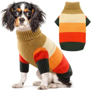 AOFITEE Small Dog Sweaters, Warm Dogs Sweater for Small Girls Boys, Turtleneck Pullover Puppy Knitwear, Dog Sweatshirt for Fall Winter, Stretchy Pullover for Yorkie, Chihuahua, Teacup (Browns)