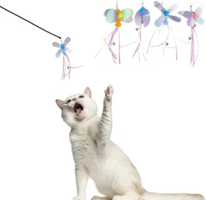 balacoo 4 Pcs Cat Teaser Wand Refill Kit, Butterfly Dragonflies Bee Teaser Toys Replacement for Cat Teaser Wand, Kitten Exercise Toys for Kitten Dog Puppy