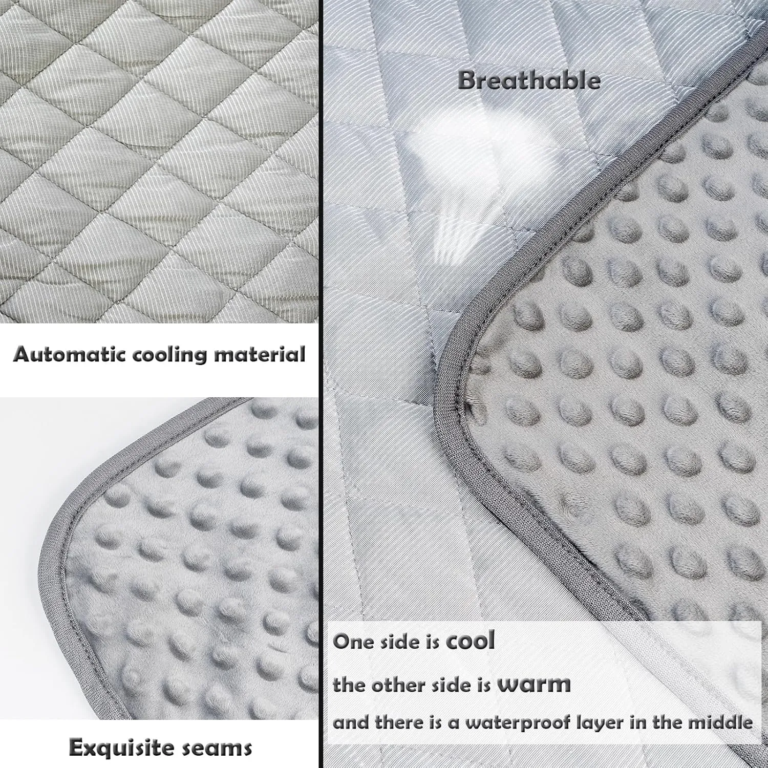 BAMY Cat Cooling Mat Summer Dog Silk Pad Self Cooling Cushion Washable Kitten Ice Blanket with Duck Strawberry Pattern (Grey, L (39.4"x27.6"))