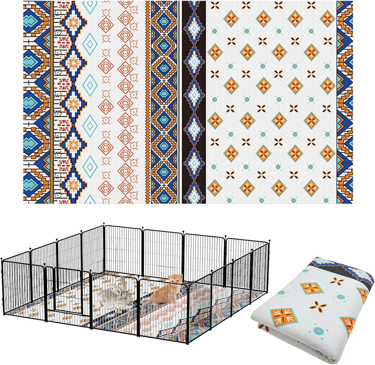 BNOSDM 79" X 55" Washable Bunny Cage Liners Large Rug for Rabbits Large Non Slip Pad for Bunnies, Rabbit Playpen Mat for Chinchillas Cats Guinea Pigs Ferrets Dogs