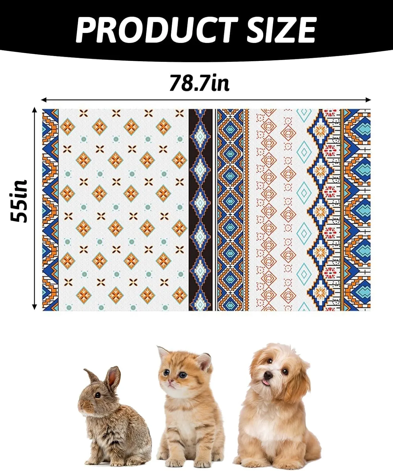BNOSDM 79" X 55" Washable Bunny Cage Liners Large Rug for Rabbits Large Non Slip Pad for Bunnies, Rabbit Playpen Mat for Chinchillas Cats Guinea Pigs Ferrets Dogs