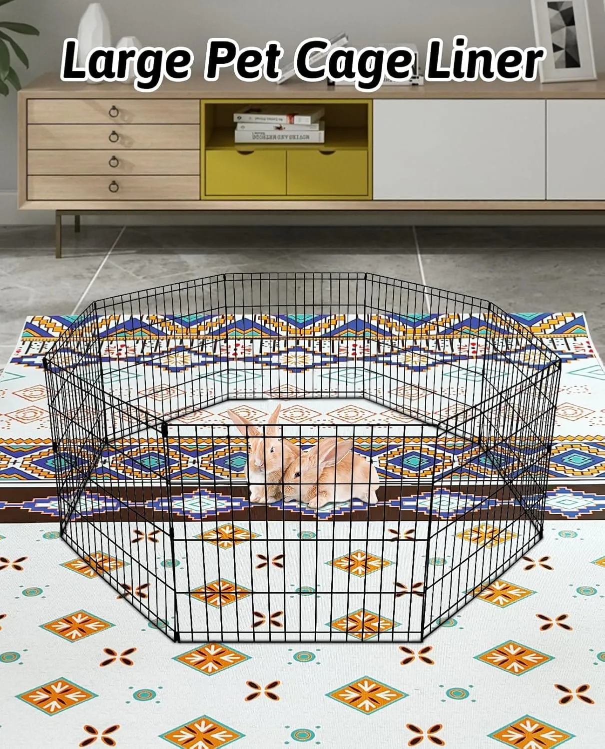 BNOSDM 79" X 55" Washable Bunny Cage Liners Large Rug for Rabbits Large Non Slip Pad for Bunnies, Rabbit Playpen Mat for Chinchillas Cats Guinea Pigs Ferrets Dogs