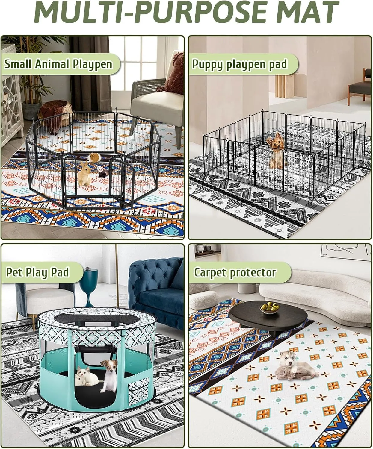BNOSDM 79" X 55" Washable Bunny Cage Liners Large Rug for Rabbits Large Non Slip Pad for Bunnies, Rabbit Playpen Mat for Chinchillas Cats Guinea Pigs Ferrets Dogs