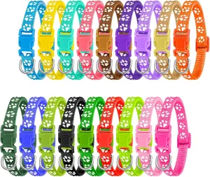 BOUMUSOE 18 Pcs Puppy Collars for Litter Adjustable Puppy Whelping Collars Soft Nylon Puppy ID Collars with Safety Quick Release Buckle for Small Medium Dogs( 17-26cm )