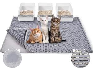 BurgeonNest 45"x 32" Cat Litter Mat, Washable Extra Large XL Kitty Litter Trapping Mat, Smooth and Comfortable Material Litter Box Mat, Fewer creases