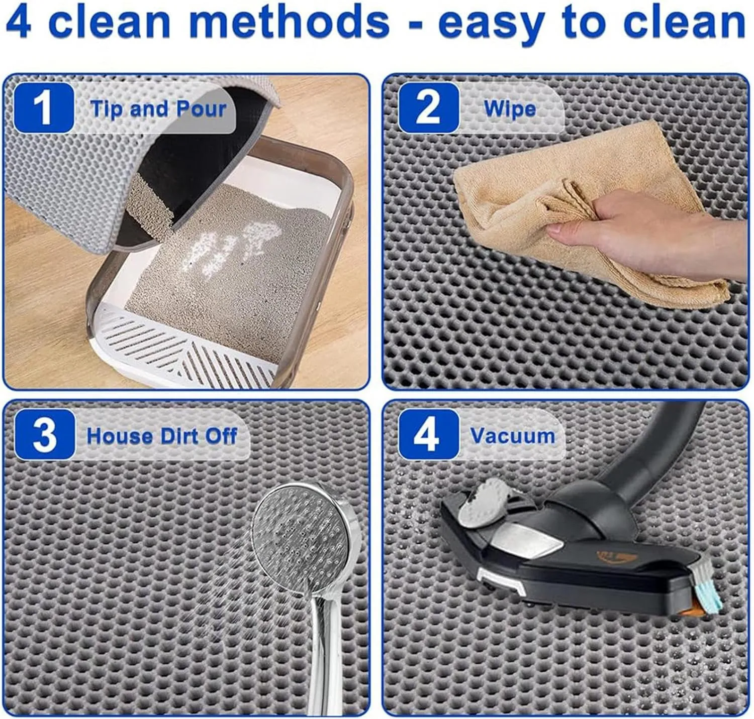 Cat Litter Mat Litter Trapping Mat, 24X35In/26X46In Double Layer Easy Clean Cat Litter Pad Cat Litter Trap Mat, Less Waste,Soft On Paws,Non-Slip,26X46In-Gray