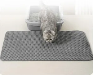 Cat Litter Mat Litter Trapping Mat, 24X35In/26X46In Double Layer Easy Clean Cat Litter Pad Cat Litter Trap Mat, Less Waste,Soft On Paws,Non-Slip,26X46In-Gray