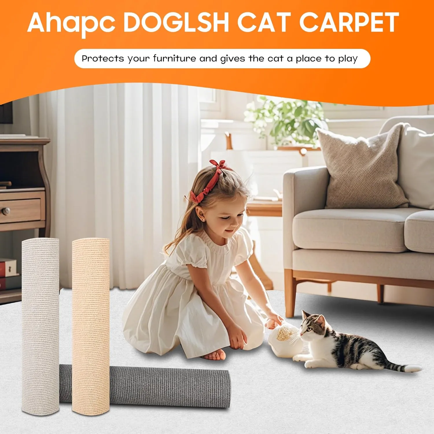 Cat Scratcher Couch Protector - Cat Scratch Furniture Protector for Sofa, Couch Protector from Cat Claws, Cat Scratch Pad & Scratching Post, Furniture Protectors from Cats Scratching(Off-White)