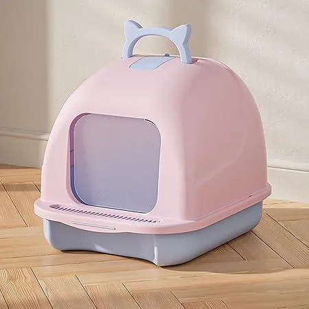 Cat Toilet Box, Large Space Odor Control Pedal Design Prevents Splashes, Fully Enclosed Cat Toilet Cat Litter Box