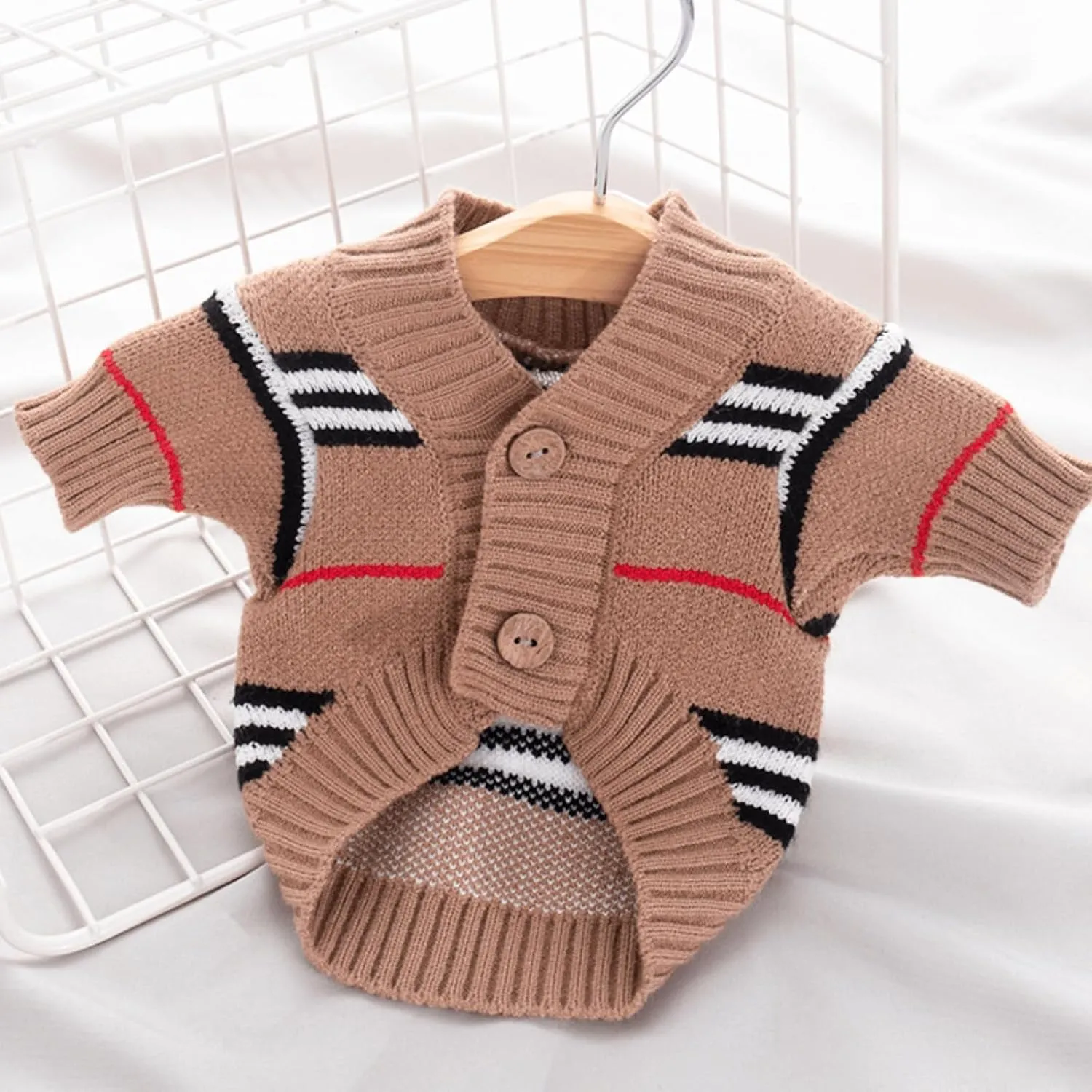 Cute Knitted Cat Sweaters Warm Striped Dog Apparel Thickened Winter Kitten Sweaters for Indoor Cats and Small Dogs (Stripe 1,M (3.3-5.5lbs))