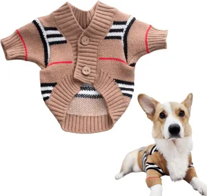 Cute Knitted Cat Sweaters Warm Striped Dog Apparel Thickened Winter Kitten Sweaters for Indoor Cats and Small Dogs (Stripe 1,M (3.3-5.5lbs))