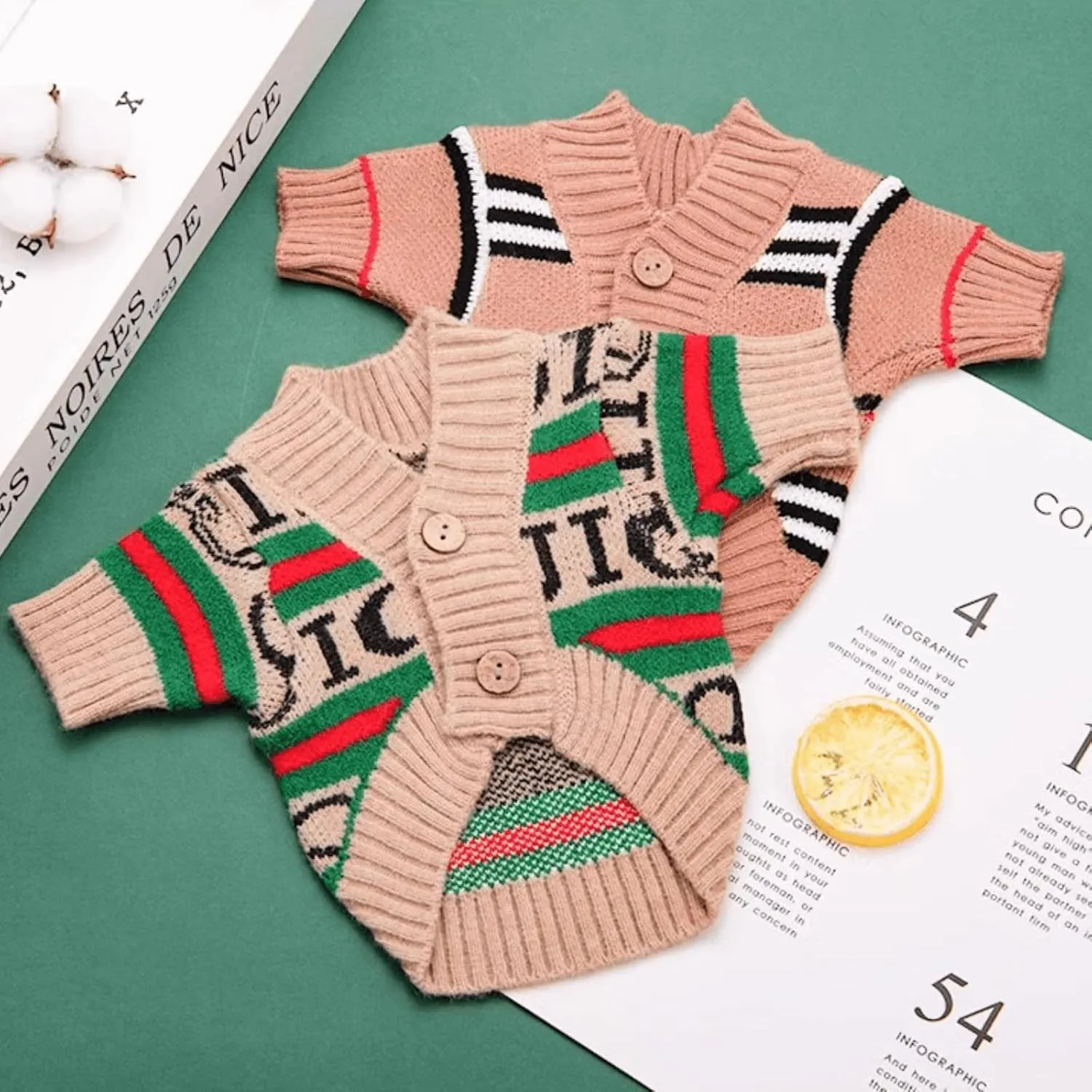 Cute Knitted Cat Sweaters Warm Striped Dog Apparel Thickened Winter Kitten Sweaters for Indoor Cats and Small Dogs (Stripe 1,M (3.3-5.5lbs))