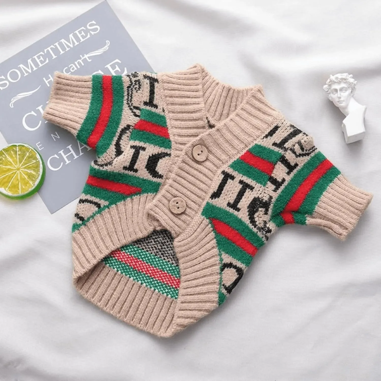 Cute Knitted Cat Sweaters Warm Striped Dog Apparel Thickened Winter Kitten Sweaters for Indoor Cats and Small Dogs (Stripe 1,M (3.3-5.5lbs))