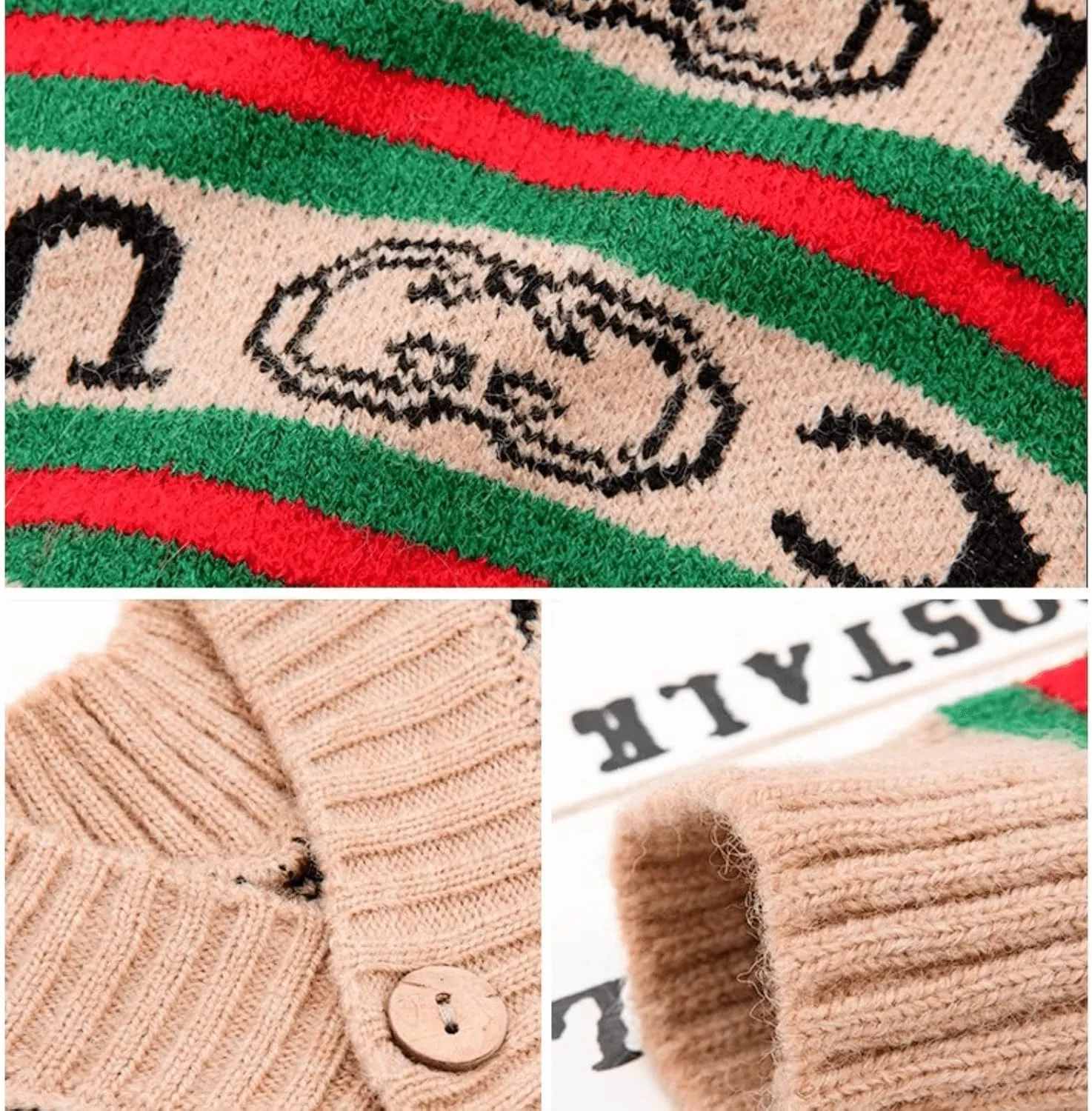 Cute Knitted Cat Sweaters Warm Striped Dog Apparel Thickened Winter Kitten Sweaters for Indoor Cats and Small Dogs (Stripe 1,M (3.3-5.5lbs))