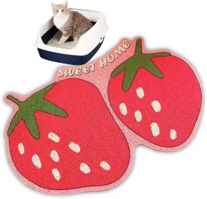 Cute Litter Mat, Lexible Fruit Skid Resistance Cat Litter Mat Litter Trapping Mat Litter Box Mat cat Litter Box mat for Cat Food Catching and Floor Protection - 15. 7x23. 6in