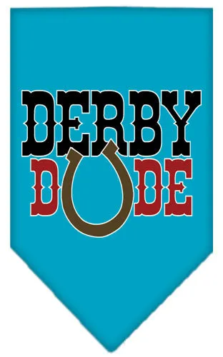 Derby Dude Screen Print Bandana Turquoise Large