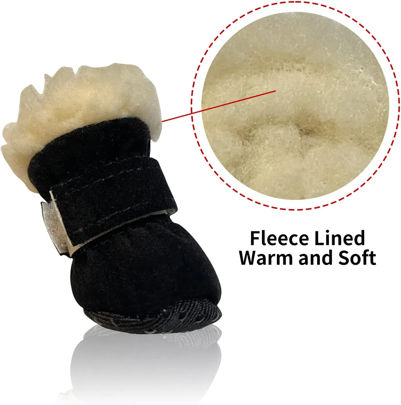 Dog Boots, Fleece Dog Shoes for Small Dogs, Anti-Slip Sole Dog Boots & Paw Protectors, Dog Winter Snow Booties for Outdoor Walking Running
