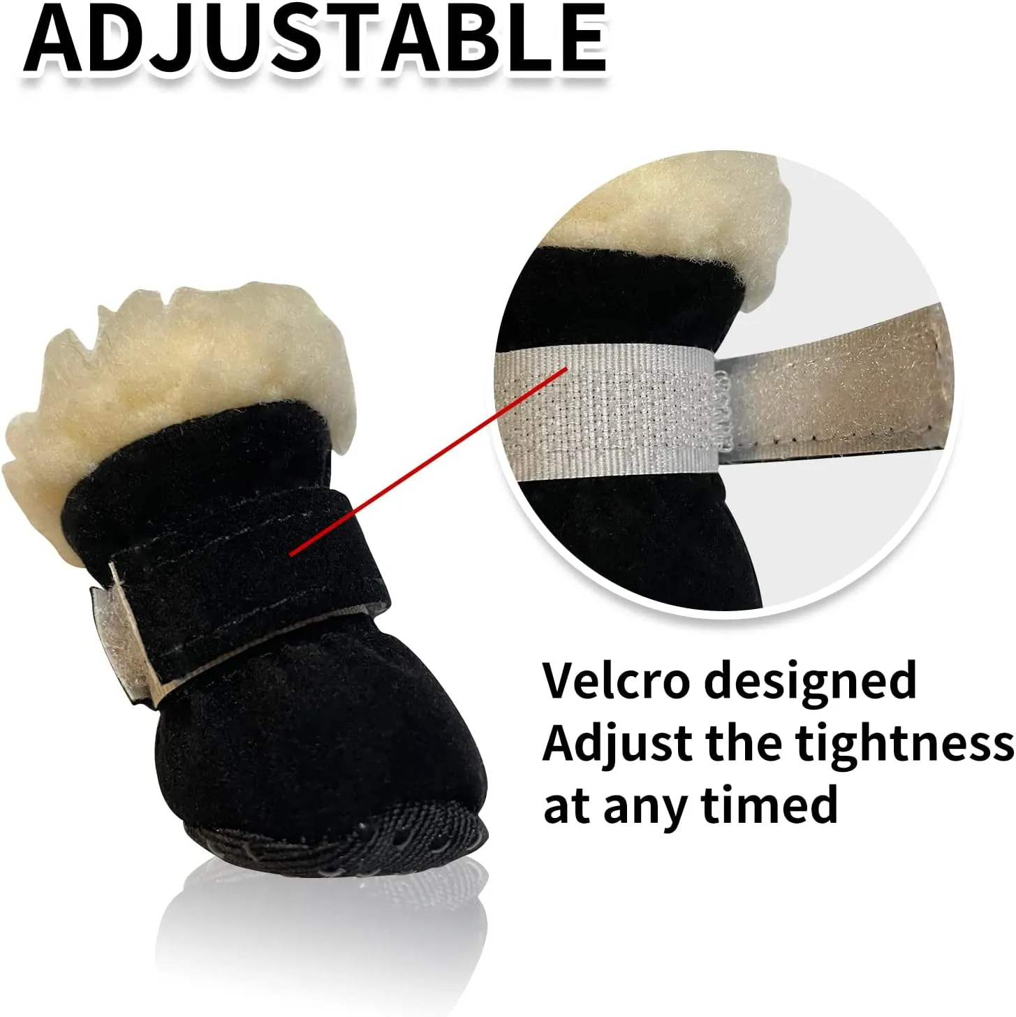 Dog Boots, Fleece Dog Shoes for Small Dogs, Anti-Slip Sole Dog Boots & Paw Protectors, Dog Winter Snow Booties for Outdoor Walking Running