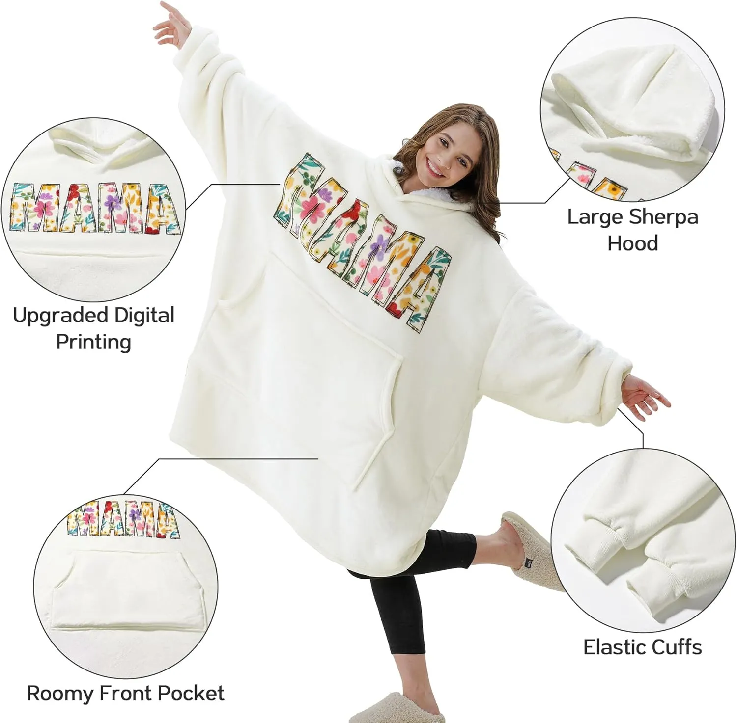 Dog Mom Gifts for Women, Mothers Day Gift for Dog Lover Dog Gifts for Dog Mom Wearable Blanket Hoodie Birthday Gift for New Puppy Dog Owner Best Dog Mom Gift Oversized Sherpa Fleece Blanket Sweatshirt