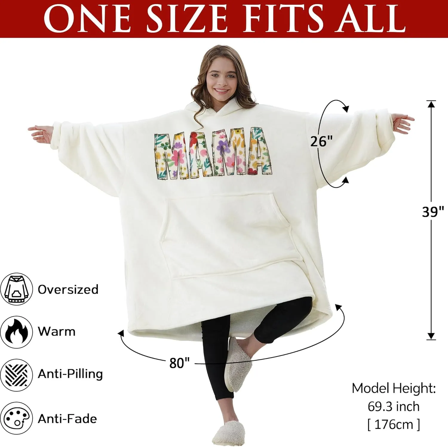 Dog Mom Gifts for Women, Mothers Day Gift for Dog Lover Dog Gifts for Dog Mom Wearable Blanket Hoodie Birthday Gift for New Puppy Dog Owner Best Dog Mom Gift Oversized Sherpa Fleece Blanket Sweatshirt