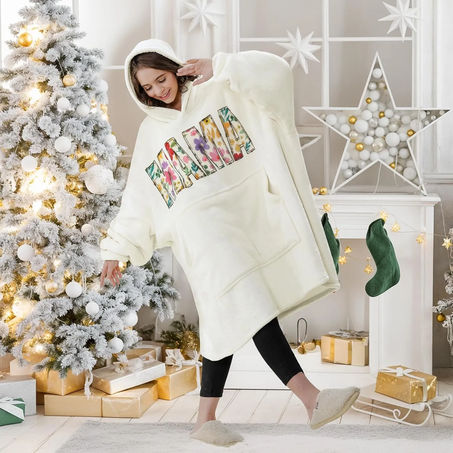Dog Mom Gifts for Women, Mothers Day Gift for Dog Lover Dog Gifts for Dog Mom Wearable Blanket Hoodie Birthday Gift for New Puppy Dog Owner Best Dog Mom Gift Oversized Sherpa Fleece Blanket Sweatshirt
