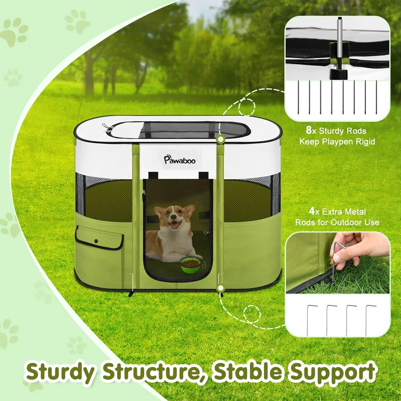 Dog Playpen, Portable Pet Playpen Cat PlayPen, 600D Oxford Dog Kennel Tent Crate, Waterproof&Breathable, Indoor Outdoor Travel Camping Use for Medium/Large Breed with Carrying Case Folding Bowl(L)