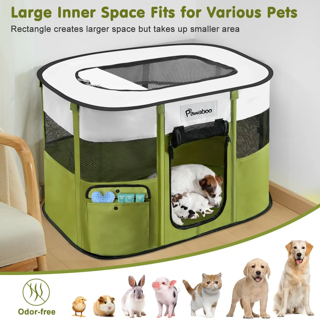 Dog Playpen, Portable Pet Playpen Cat PlayPen, 600D Oxford Dog Kennel Tent Crate, Waterproof&Breathable, Indoor Outdoor Travel Camping Use for Medium/Large Breed with Carrying Case Folding Bowl(L)