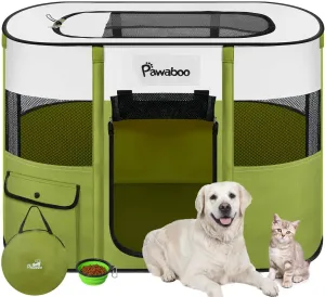 Dog Playpen, Portable Pet Playpen Cat PlayPen, 600D Oxford Dog Kennel Tent Crate, Waterproof&Breathable, Indoor Outdoor Travel Camping Use for Medium/Large Breed with Carrying Case Folding Bowl(L)