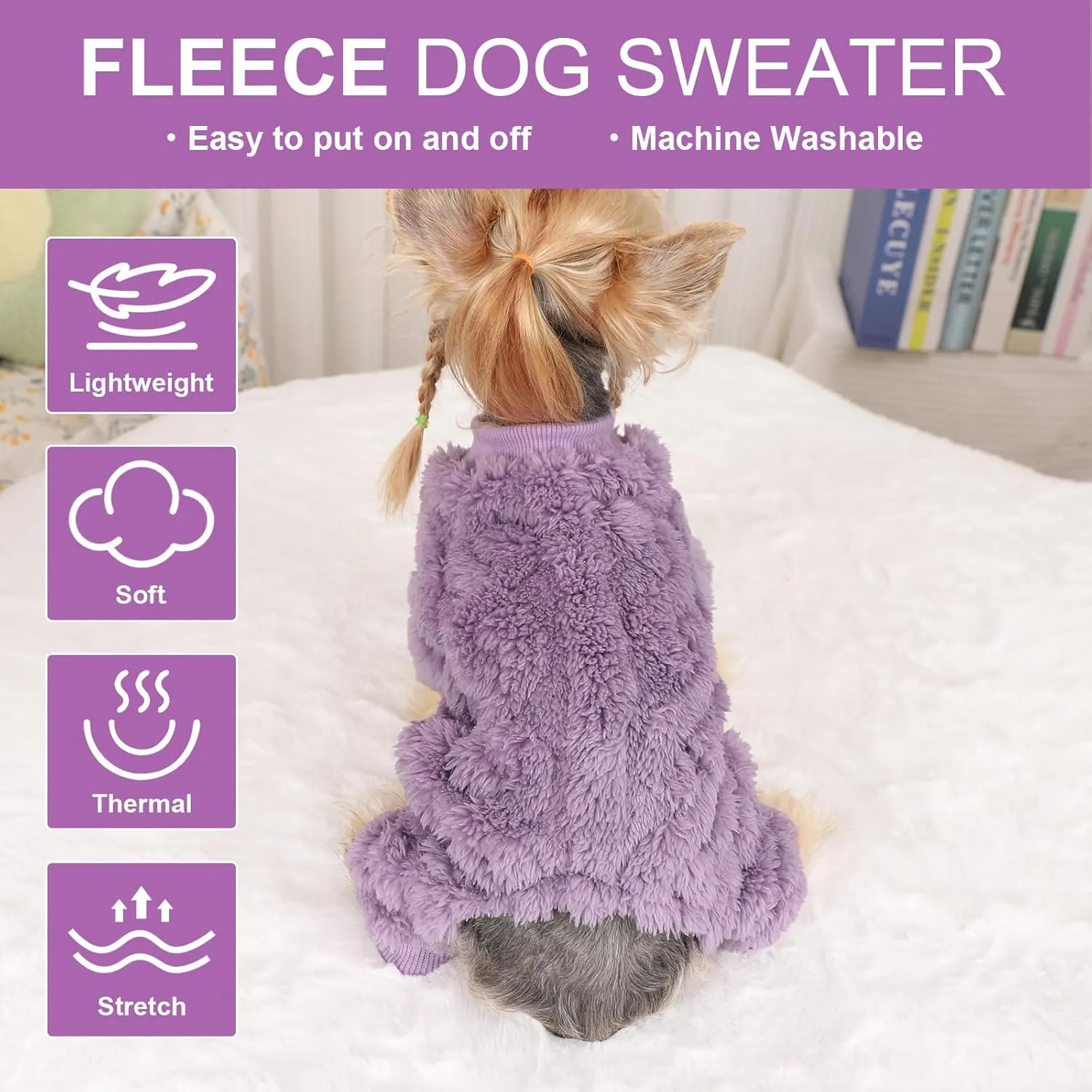Dog Sweaters for Small Dogs Fleece Small Dog Pajamas Pet Clothes Cat Sweater Fall Winter Warm Puppy Clothes Boy Girl Small Dog Outfits Jumpsuits Dog Pajamas for Chihuahua Yorkie