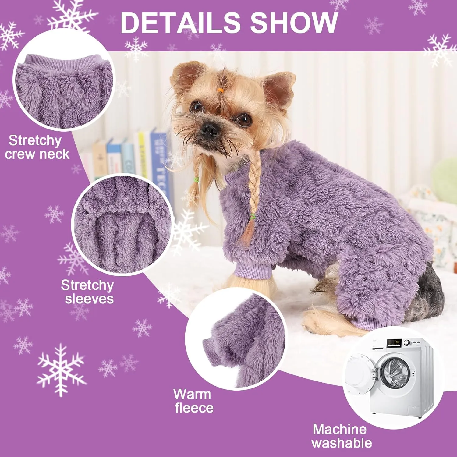 Dog Sweaters for Small Dogs Fleece Small Dog Pajamas Pet Clothes Cat Sweater Fall Winter Warm Puppy Clothes Boy Girl Small Dog Outfits Jumpsuits Dog Pajamas for Chihuahua Yorkie