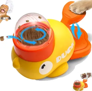 Duck Treat Dispenser, Duck-Shaped Interactive Dog Treat Dispenser with Button, Anti-Gulping Duck Shaped Slow Feeder Dog Bowls for Healthy Eating for Dogs and Cats
