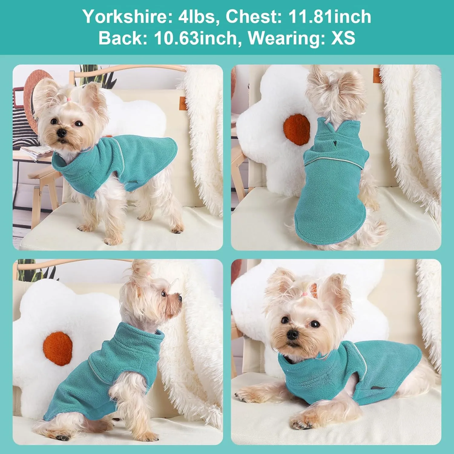 Fleece Vest Dog Sweater Winter Pet Clothes for Small Dogs Boy or Girl Warm Pullover Fleece Puppy Sweater Soft Stretchy Warm Vest Pet Jacket (Lake Blue, XXS)