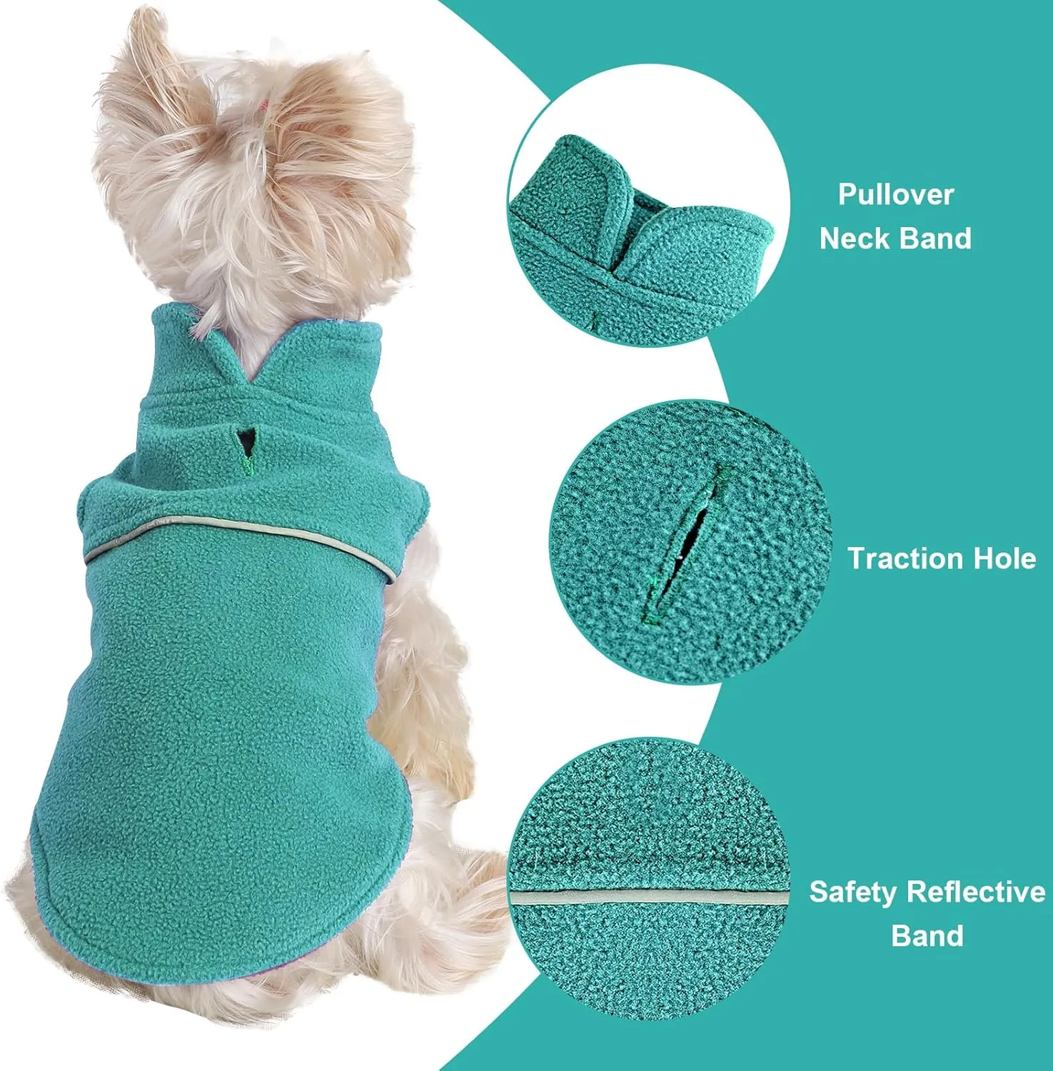 Fleece Vest Dog Sweater Winter Pet Clothes for Small Dogs Boy or Girl Warm Pullover Fleece Puppy Sweater Soft Stretchy Warm Vest Pet Jacket (Lake Blue, XXS)