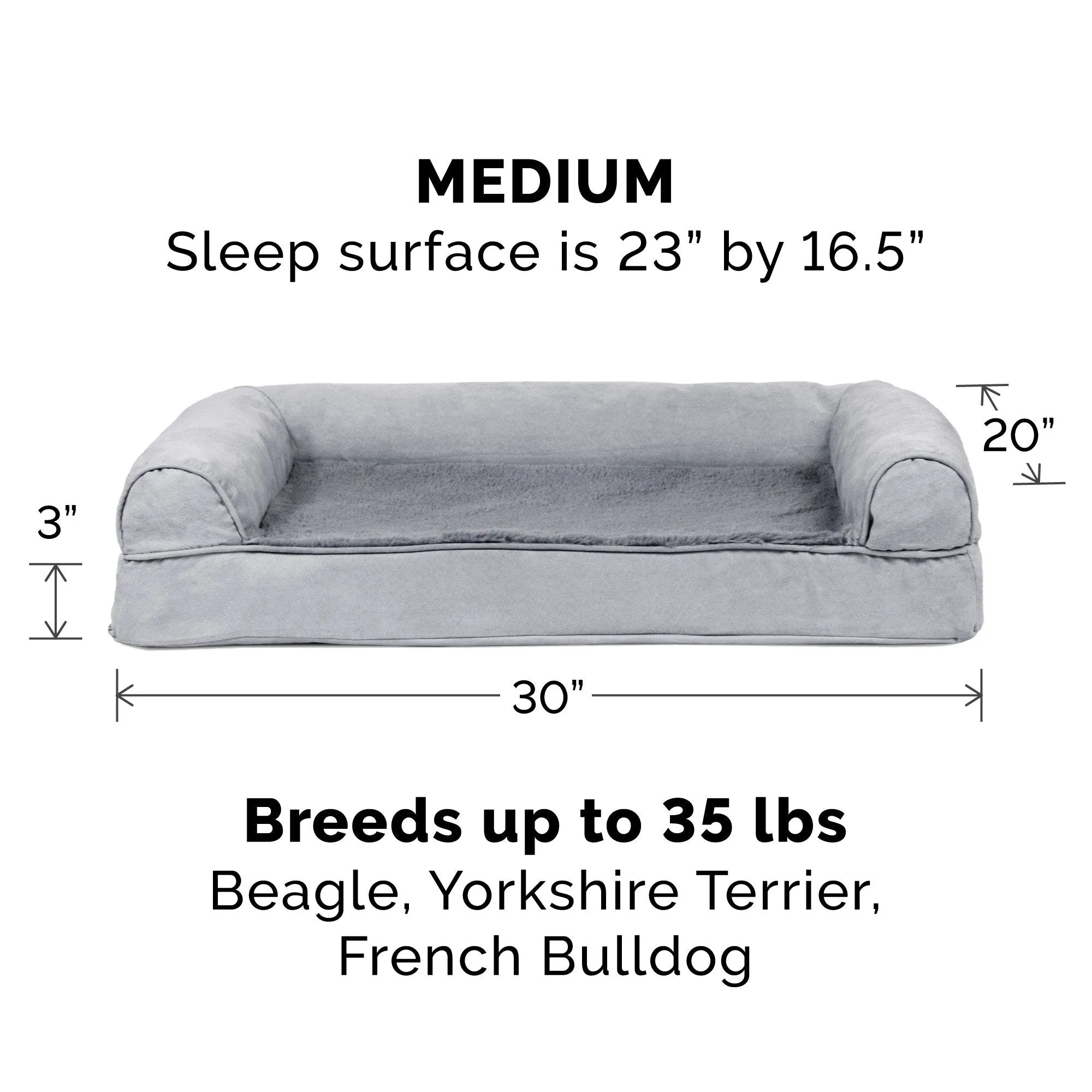 FurHaven Plush & Suede Orthopedic Sofa Dog Bed - Large, Gray