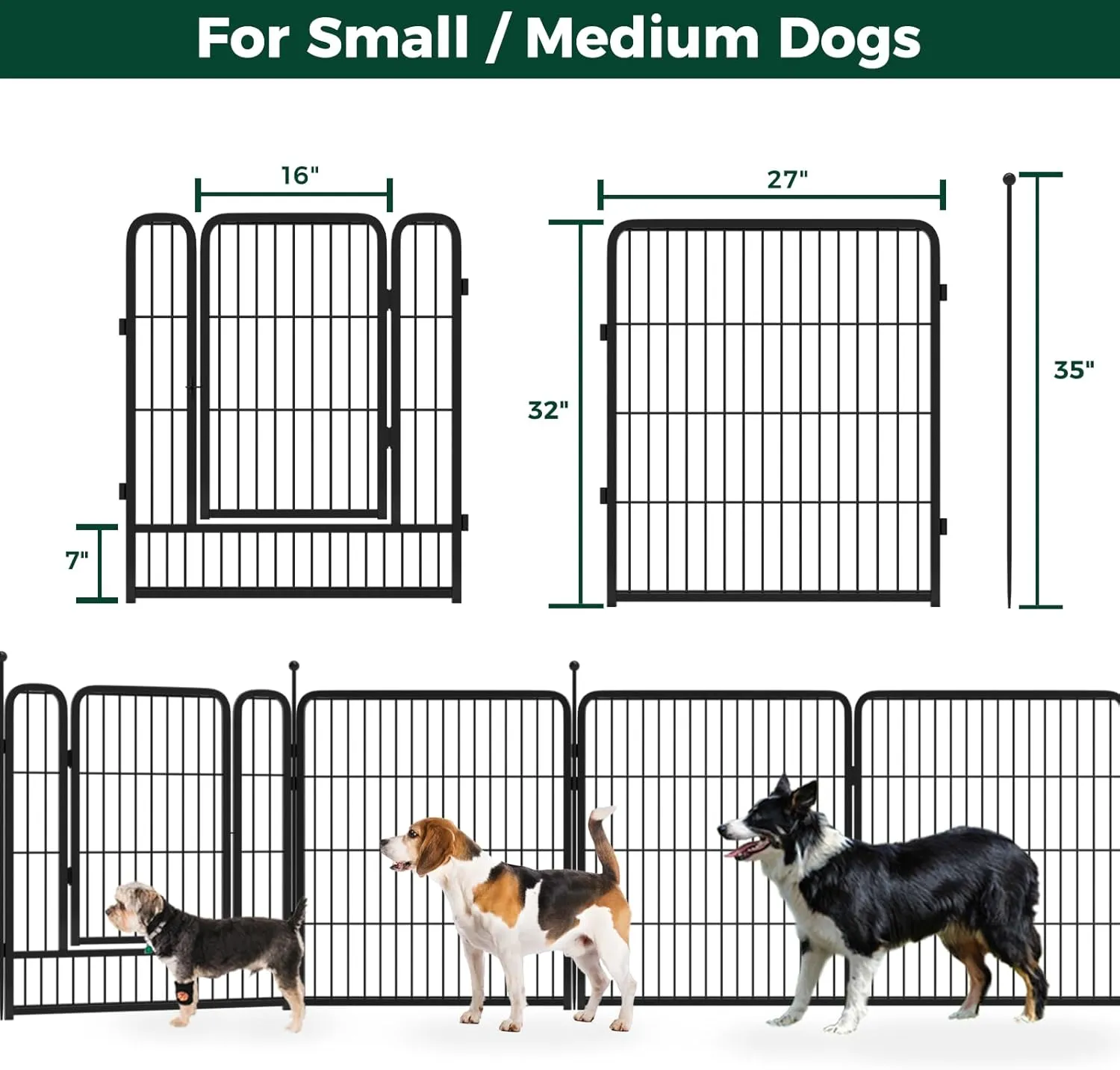 FXW Instant Dog Playpen, Portable Pet Fence for Outdoor, RV Trips, and Camping, 32inch, 24 Panels for Small and Medium DogsPatented