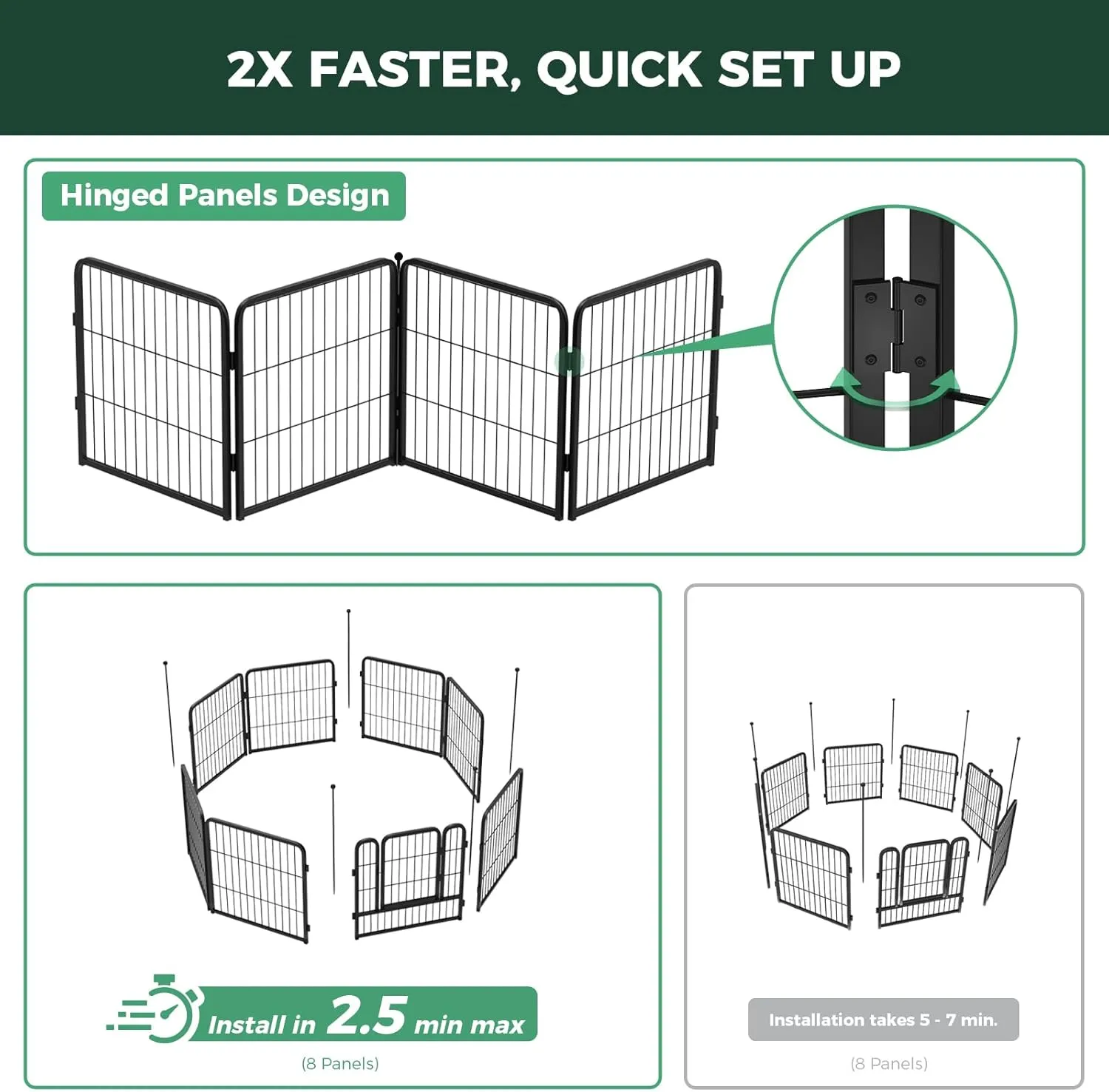 FXW Instant Dog Playpen, Portable Pet Fence for Outdoor, RV Trips, and Camping, 32inch, 24 Panels for Small and Medium DogsPatented