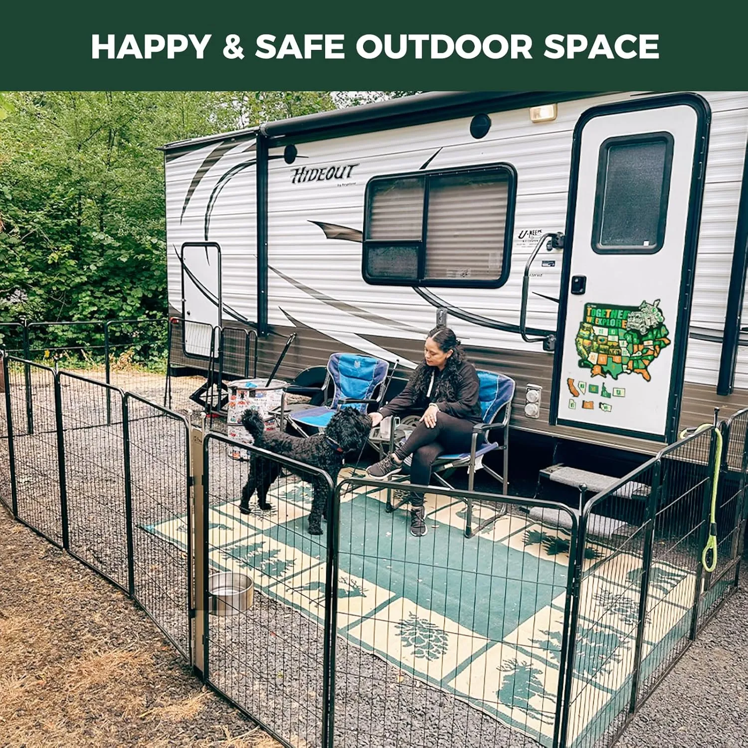 FXW Instant Dog Playpen, Portable Pet Fence for Outdoor, RV Trips, and Camping, 32inch, 24 Panels for Small and Medium DogsPatented